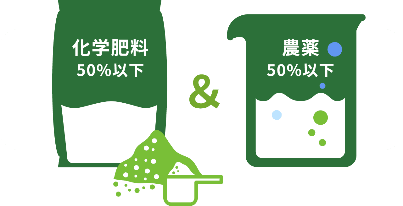 化学肥料50%以下 ＆ 農薬50%以下